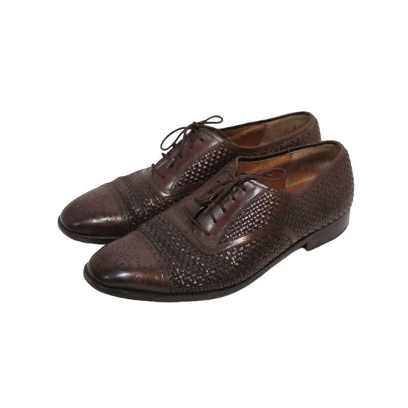 *Flaw Salvatore Ferragamo Woven Leather Lace Oxford Shoes Men's Size 10D H14580 - Picture 2 of 16